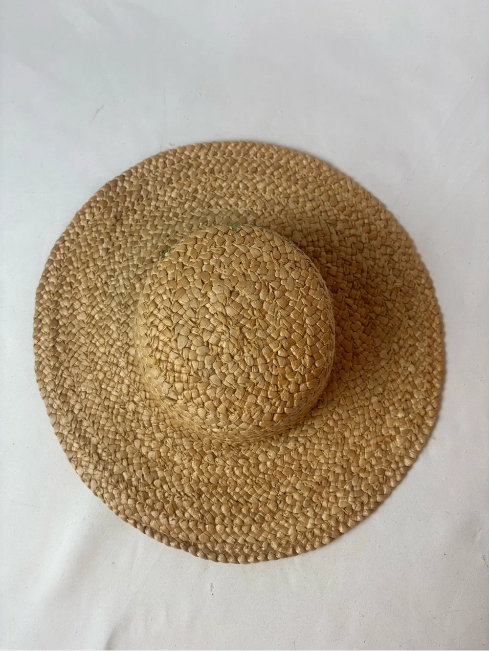 Woven Straw Raffia Sun Hat Beaded Monkey Embroidered Palm Trees Women’s Beach